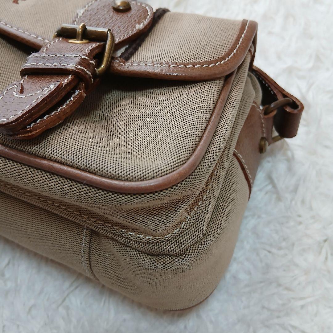 【BURBERRY BLUE LABEL】キャンバス ショルダーバッグ ロゴ刺繍