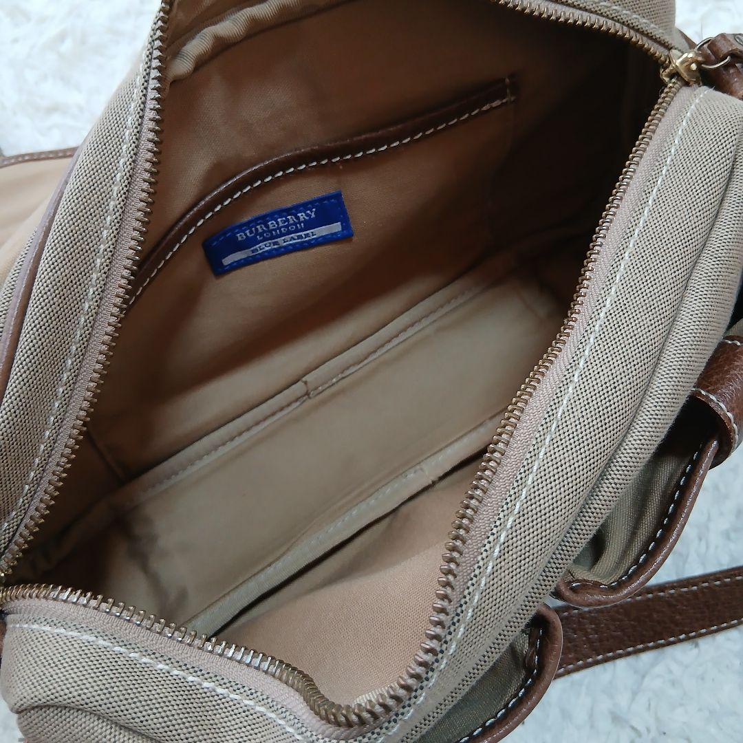 【BURBERRY BLUE LABEL】キャンバス ショルダーバッグ ロゴ刺繍