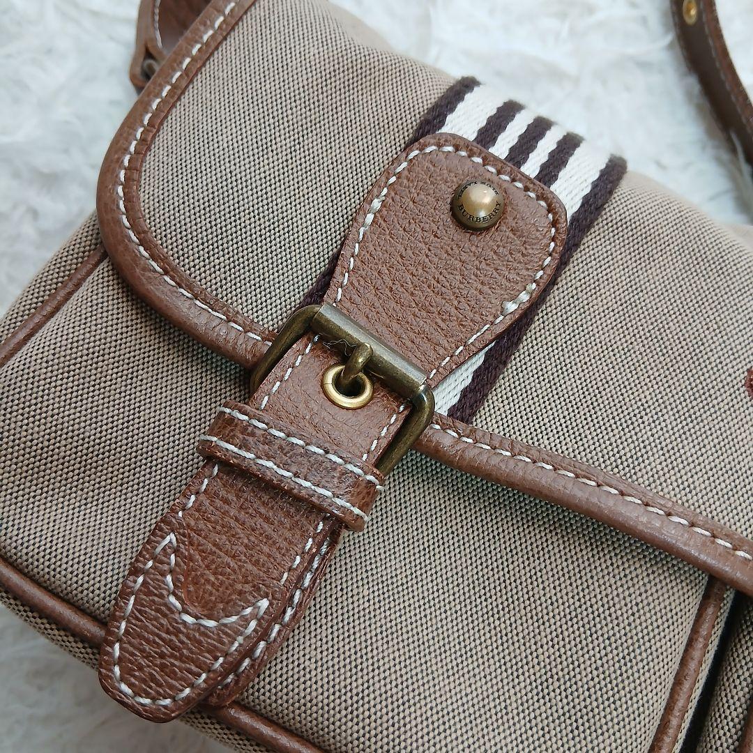 【BURBERRY BLUE LABEL】キャンバス ショルダーバッグ ロゴ刺繍