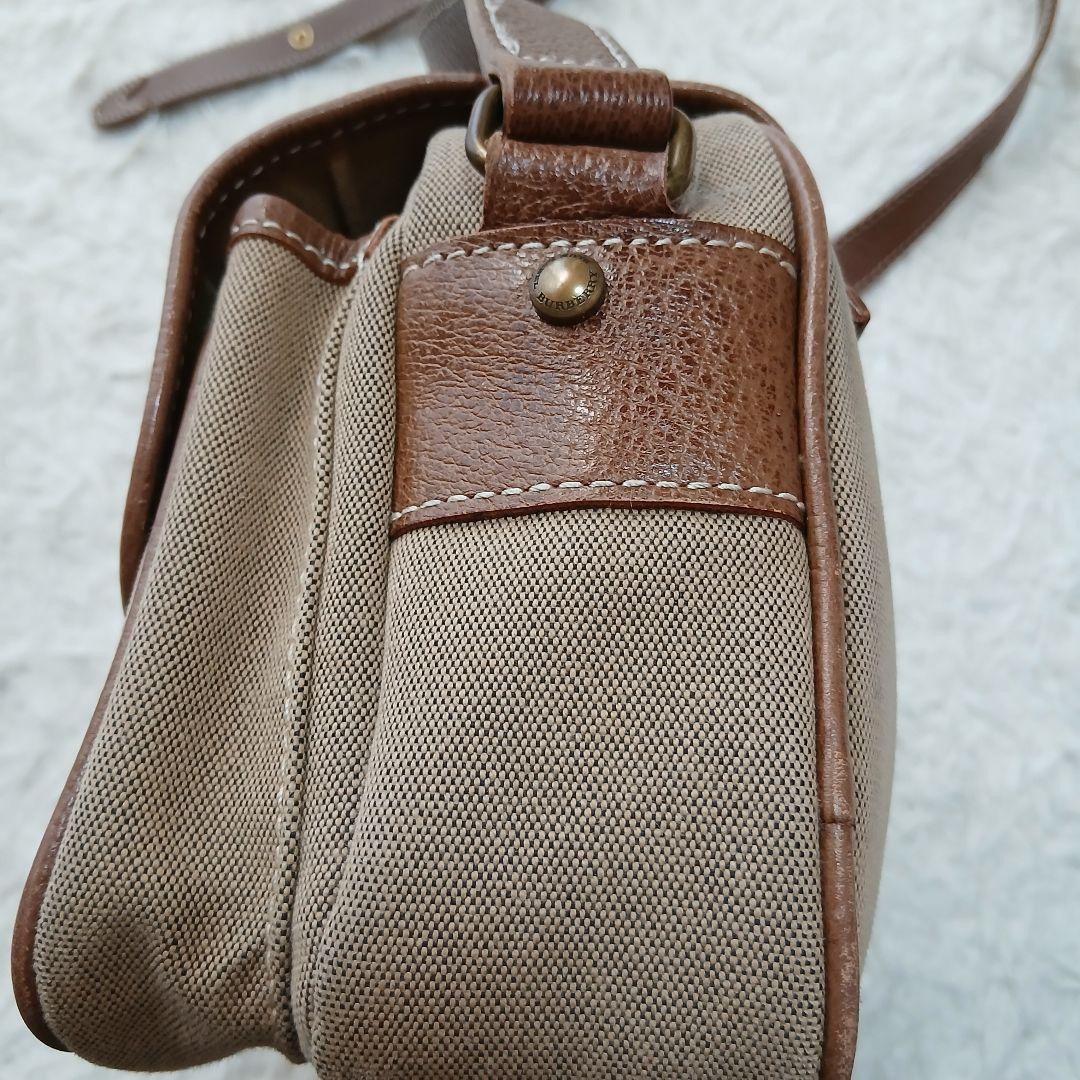 【BURBERRY BLUE LABEL】キャンバス ショルダーバッグ ロゴ刺繍