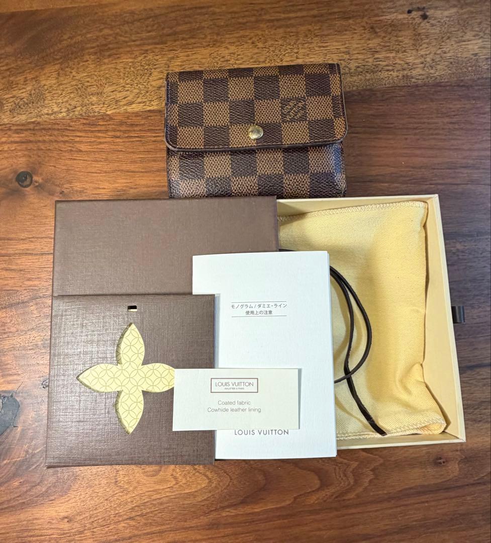 【値下げ美品】ルイヴィトン　財布　メンズ　レディース　ダミエ　三つ折り畳み財布