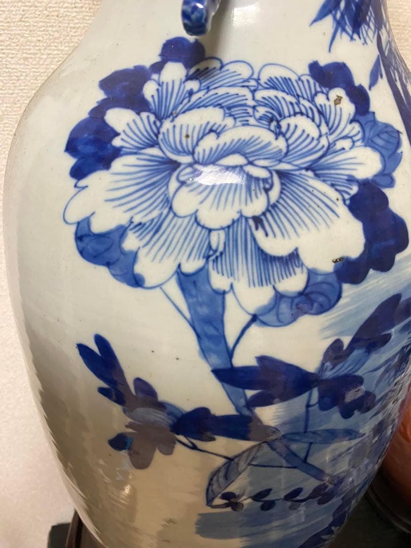 中国 清時代☆花瓶 染付 唐物 骨董品 古美術