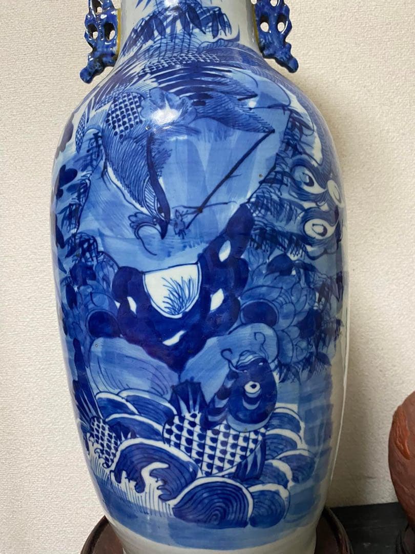 中国 清時代☆花瓶 染付 唐物 骨董品 古美術