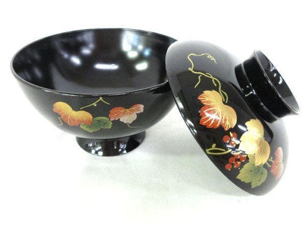 ◇蓋付き汁椀 お吸い物椀 雑煮椀 会津塗 5客 未使用品 希少 会津塗り