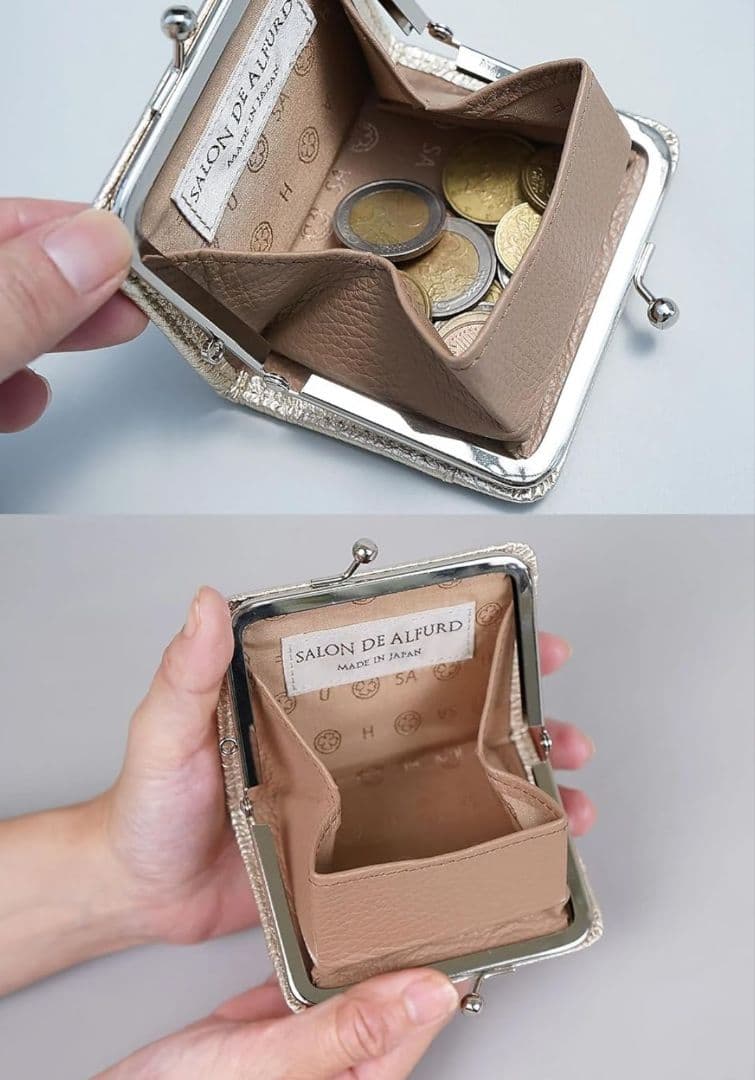 サロンドアルファード　小銭入れ がま口 財布 ケース 本革 スマイル