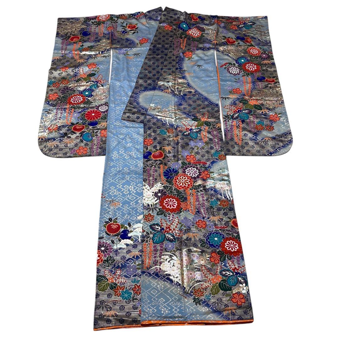 あ969)渋めの色味の振袖㊗️大振袖⑤点セット✨