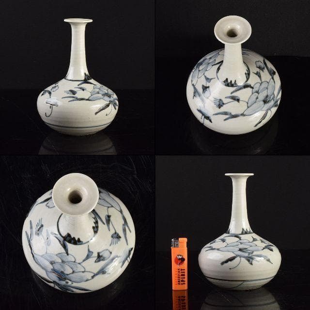 朝鮮美術 李朝 高麗白磁 染付 花文 長頸瓶 - メルカリ