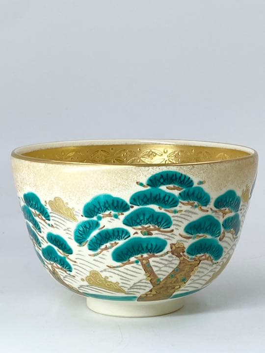 【上山善峰】松島 金砂子 茶碗　桐共箱    栞　紙外箱　底部在銘　茶道具