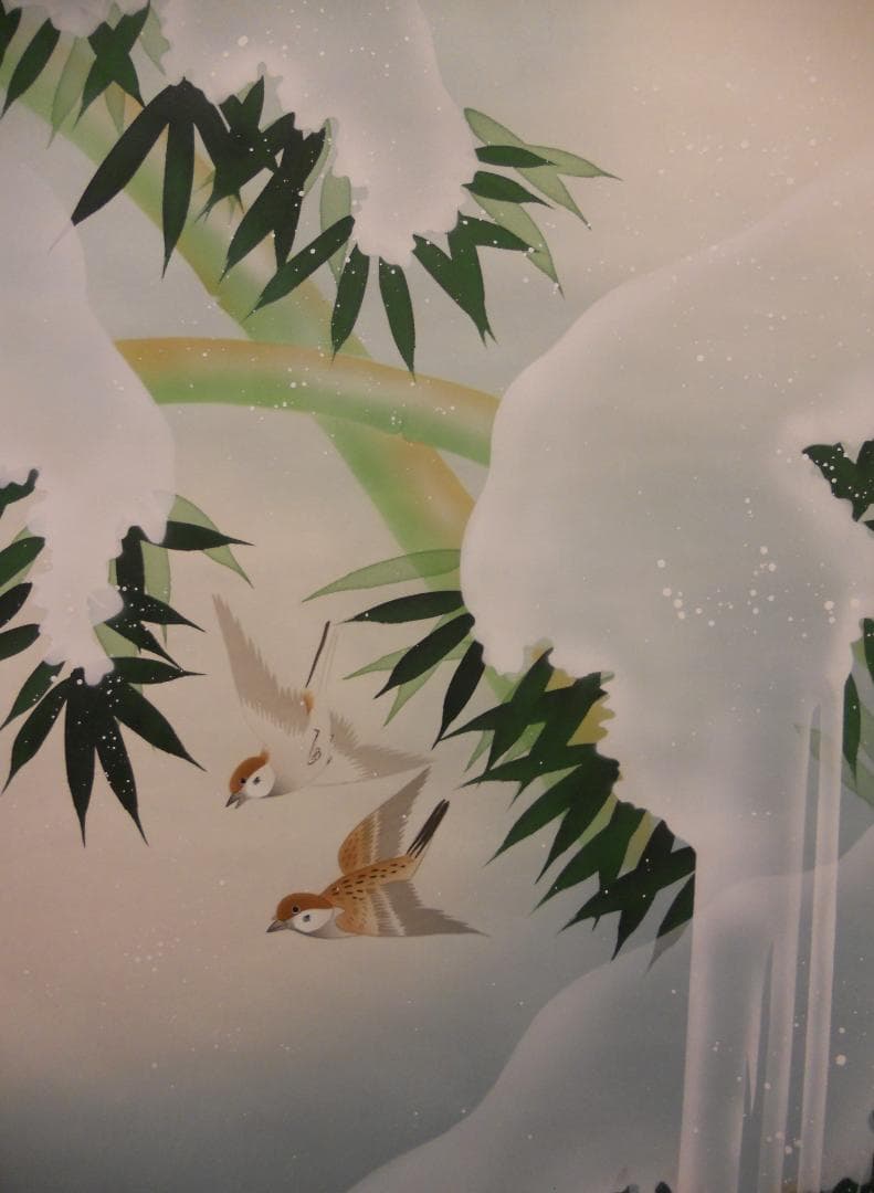 掛け軸 小川大鳳 『 竹に雀 』 軸装 茶道具 掛軸 美品 です。