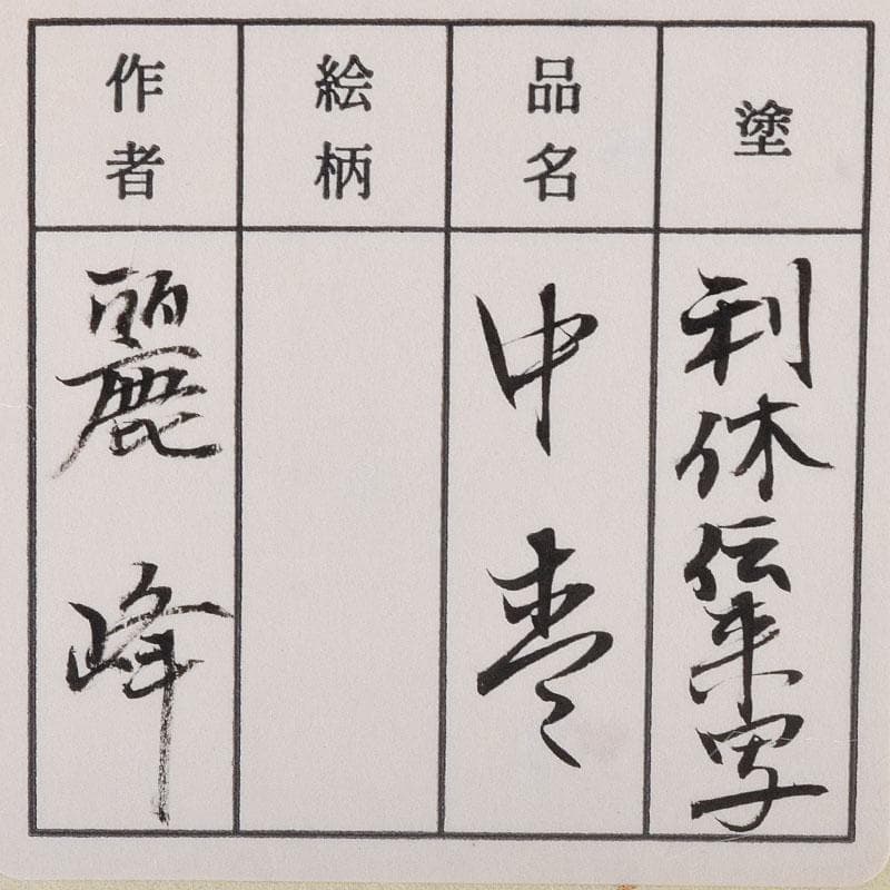 茶道具　越前塗　佐々木麗峰作　利休伝来写　笹蒔絵　中棗　共箱　V　7133