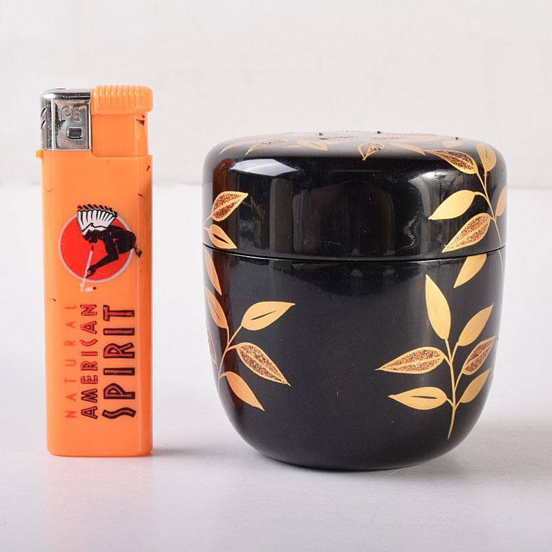 茶道具　越前塗　佐々木麗峰作　利休伝来写　笹蒔絵　中棗　共箱　V　7133