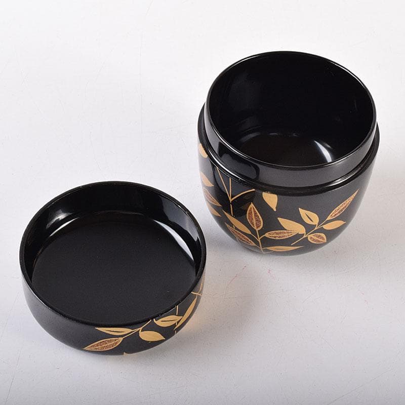 茶道具　越前塗　佐々木麗峰作　利休伝来写　笹蒔絵　中棗　共箱　V　7133