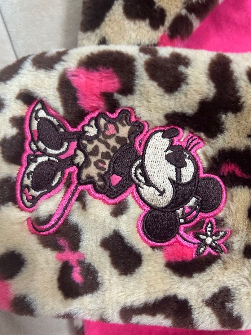 ディズニー ミニーちゃん ヒョウ柄 マフラーキャップ ファンキャップ