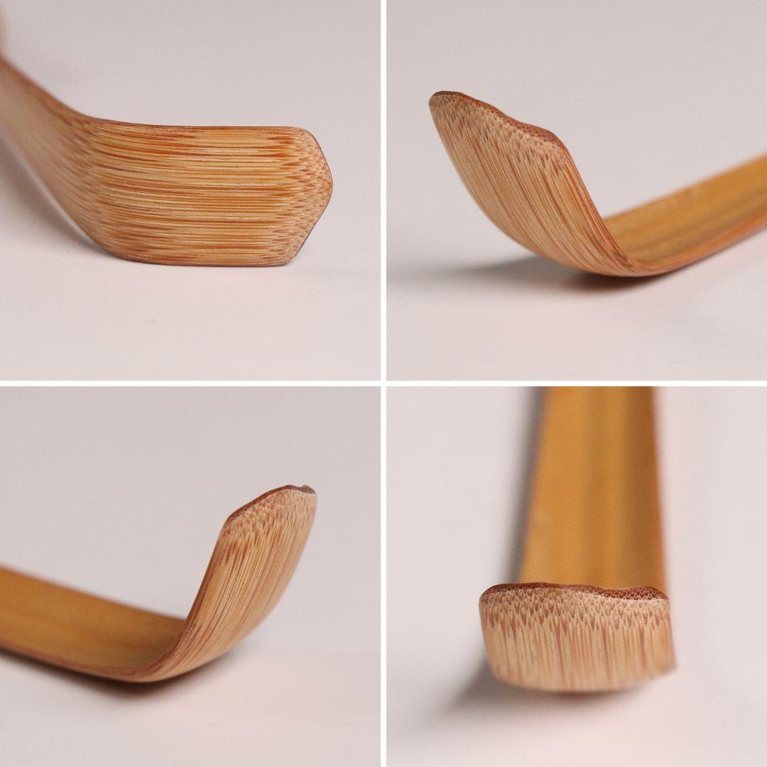 茶道具 影林宗篤作 茶杓 銘「落穂」 前大徳 福本積應書付 共筒共箱 V8691