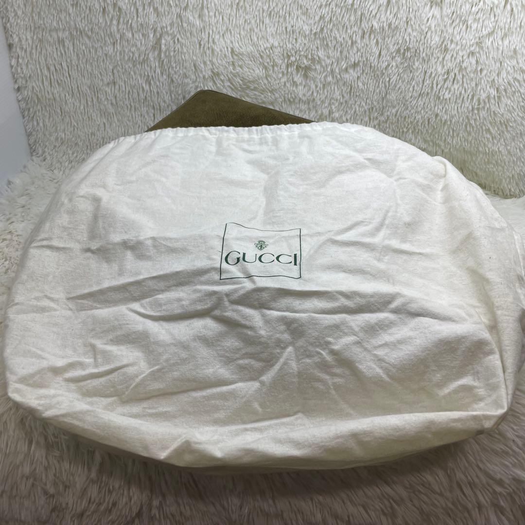 美品　GUCCI グッチ バンブー 2way ショルダーバッグ スエード カーキ