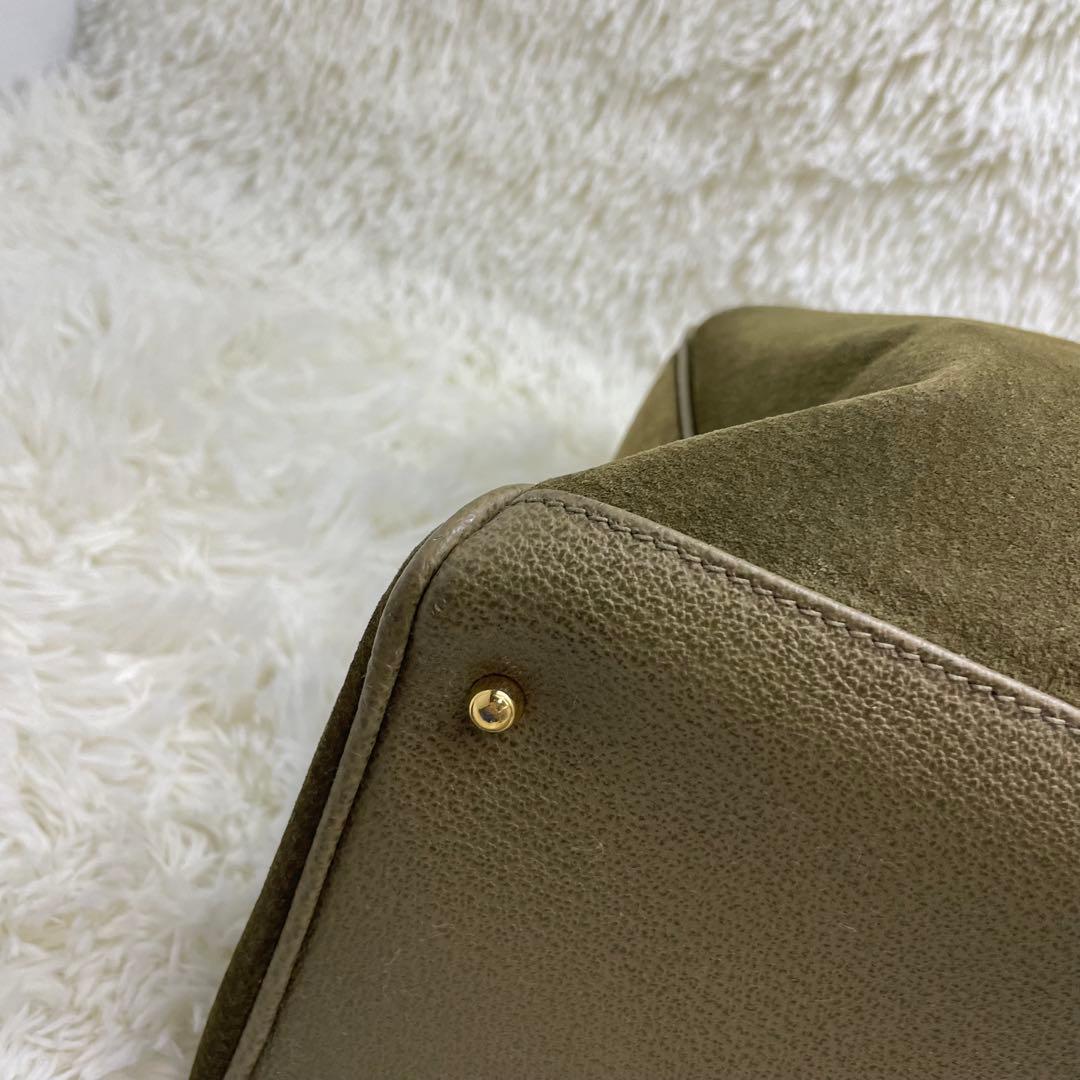 美品　GUCCI グッチ バンブー 2way ショルダーバッグ スエード カーキ