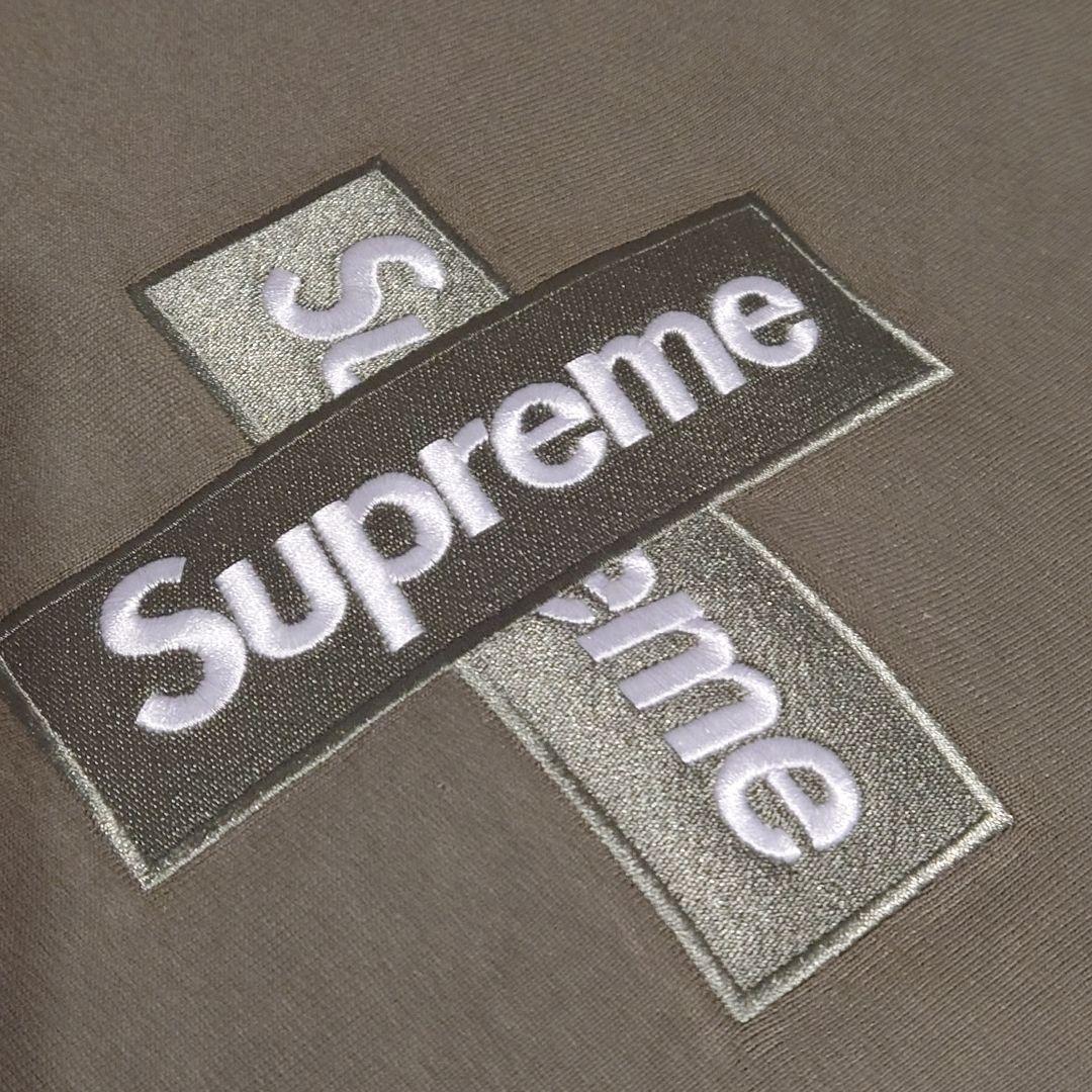 トップス Supreme Cross Box Logo Hooded Olive