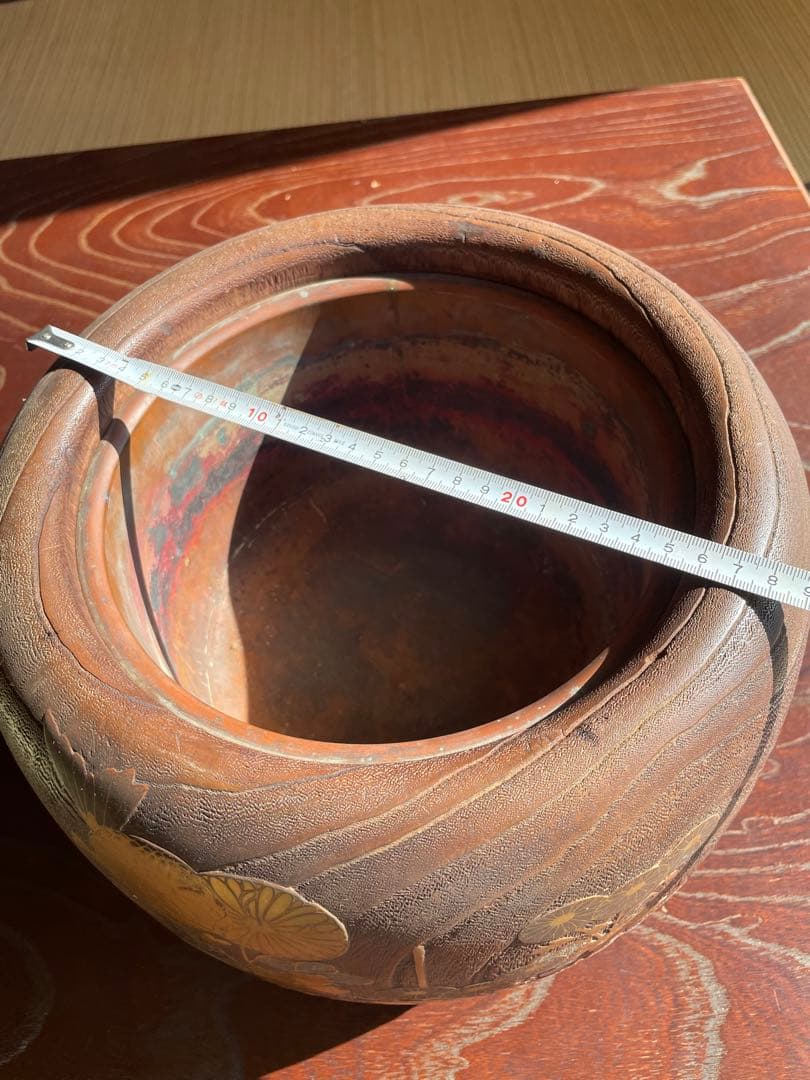 美品 時代 桐火鉢 秋草蒔絵 火鉢 螺鈿入り 茶道具 骨董品 木製火鉢 100