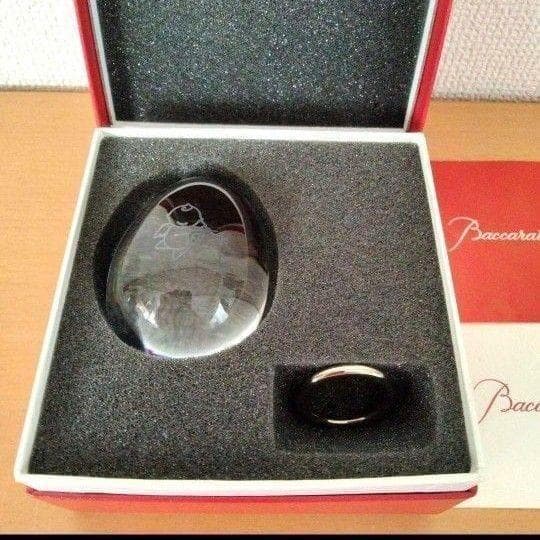 【美品】バカラ　ロイヤルエッグ 　キューピー　クリスタル卵型置物 　箱付き