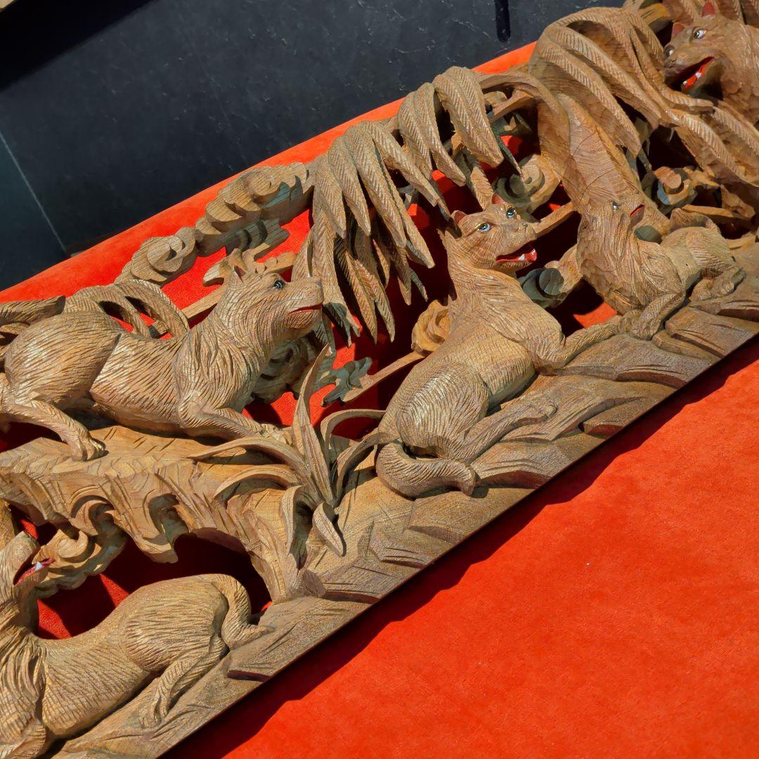 彫刻 木彫 欄間 だんじり 山車 神社仏閣 犬 動物 和柄 - メルカリ