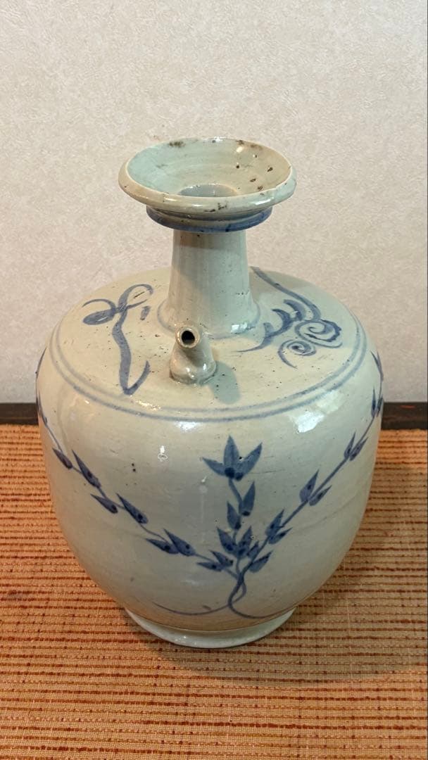 古民具 古染付 水柱 酒壺 白磁 清時代 中国美術 骨董