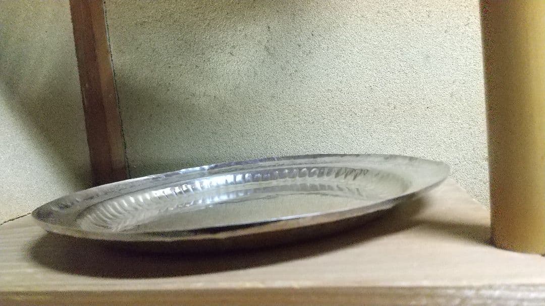 純銀鎚目　寿海盆　径21cm ２００ｇ 　平安永寿富　造　干菓子盆