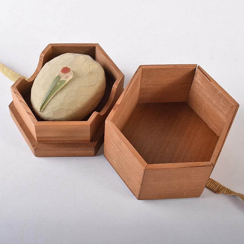 茶道具　西村雅之作　木彫　鶴香合　共箱　V　R8574