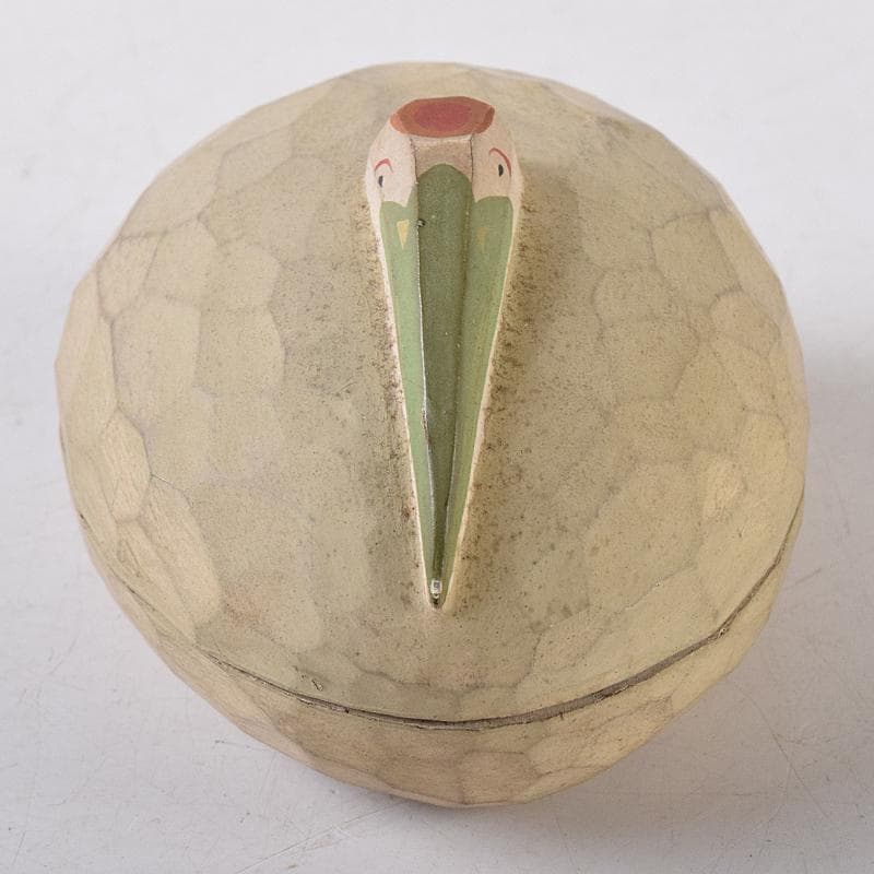 茶道具　西村雅之作　木彫　鶴香合　共箱　V　R8574