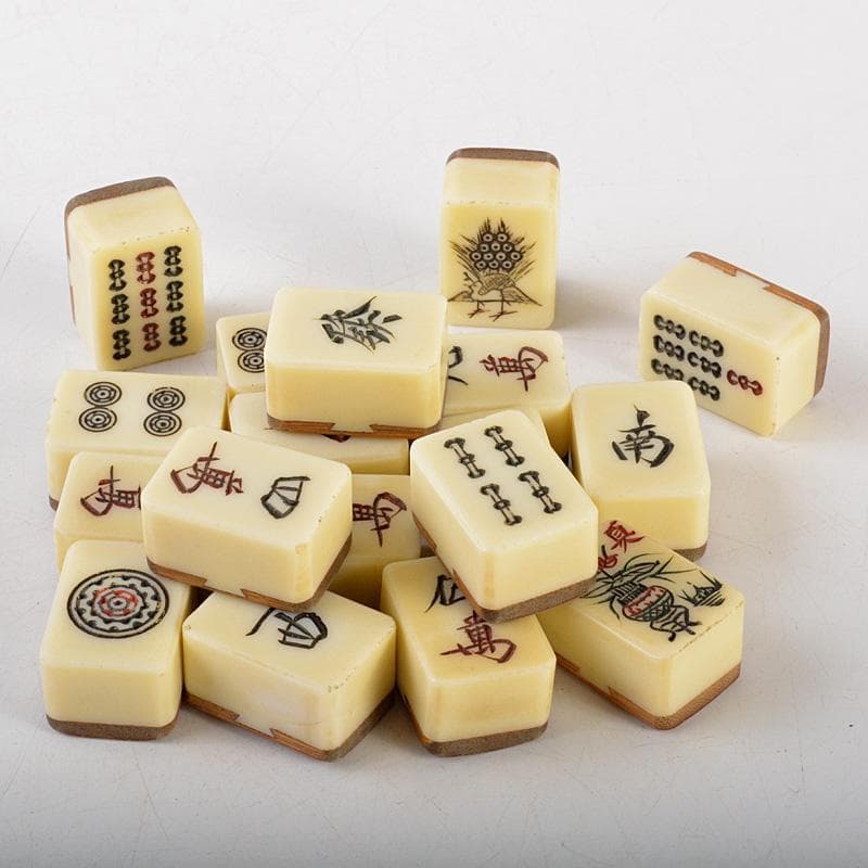 eyeknow74 　竹嵌　練物牌　背竹牌　麻雀牌　木箱付　V　6552