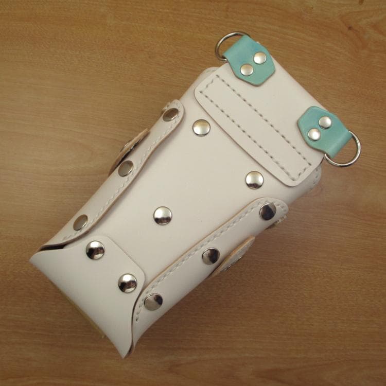 ホワイト＆空色　６丁差し　本革シザーケース　SCA-154/CWD