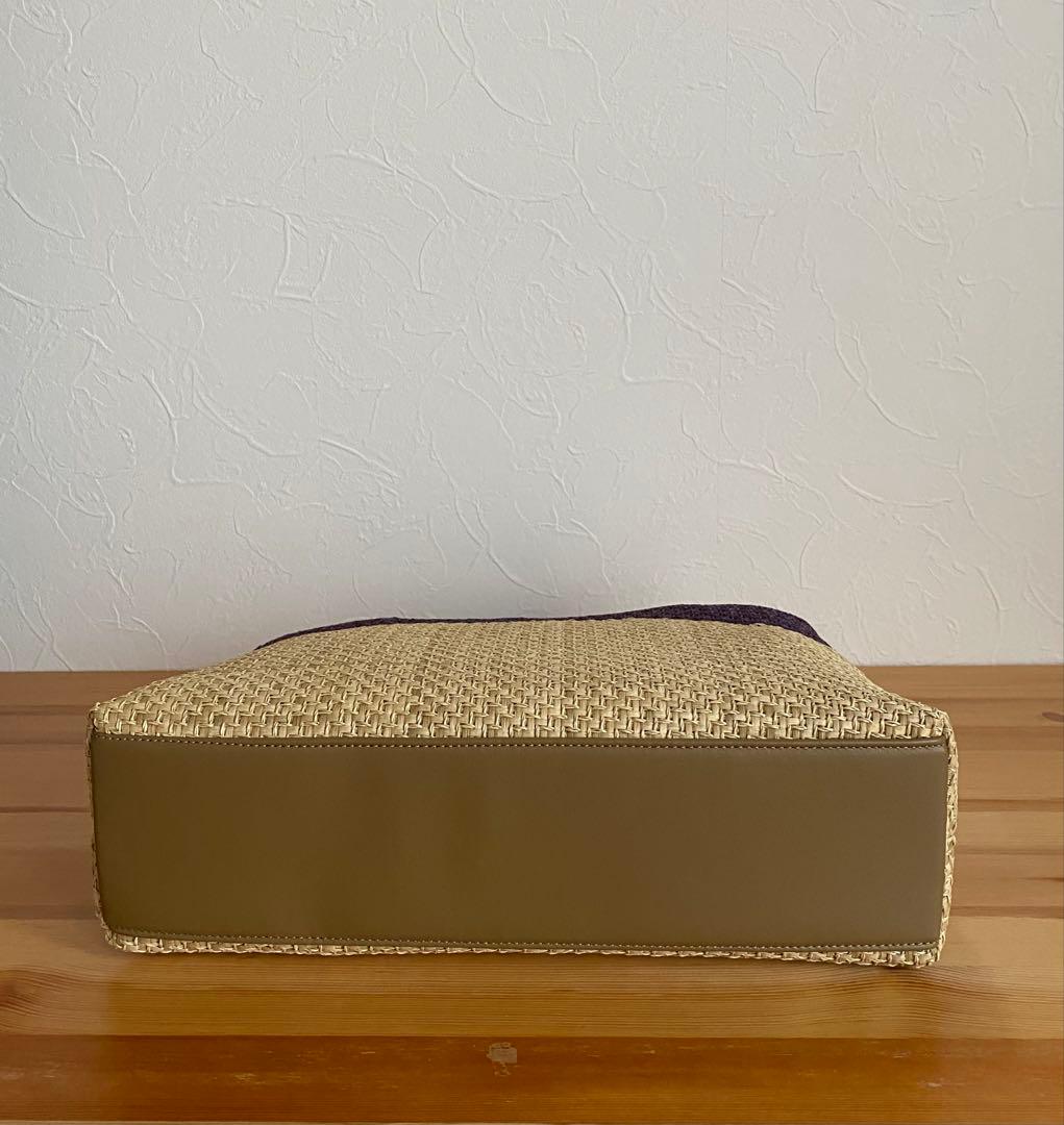 【新品未使用】カゴ風バッグ　生成り×パープル