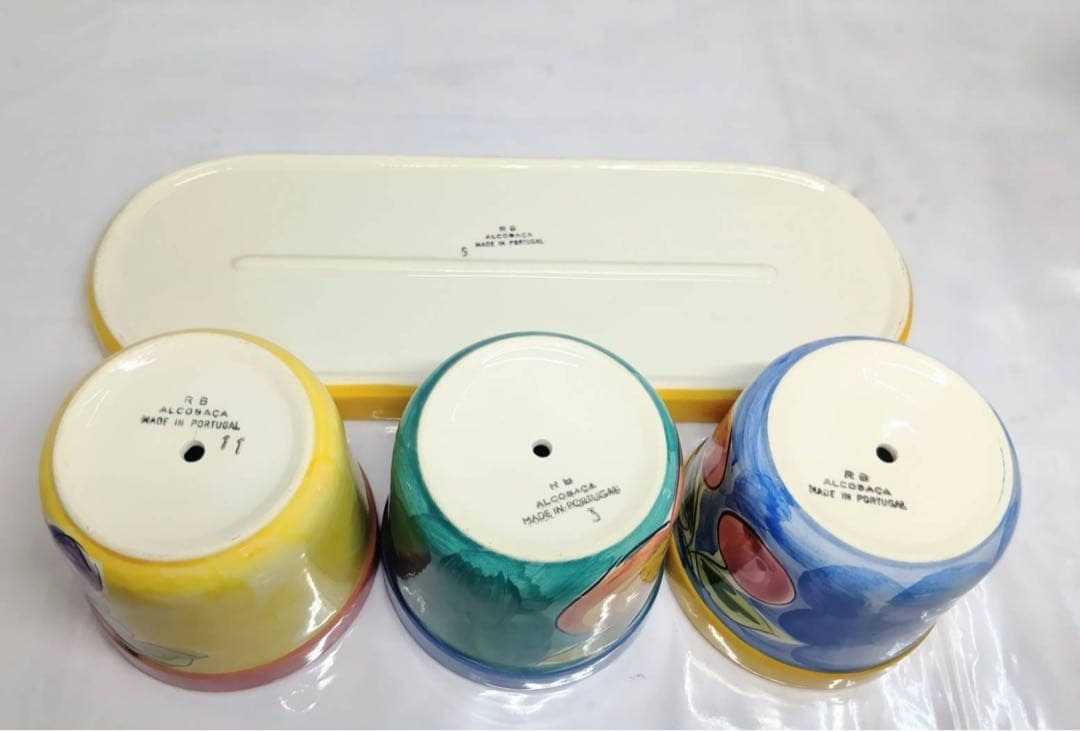 植木鉢 セット ポルトガル製 3鉢 陶器製 ジョウロ スコップ付き