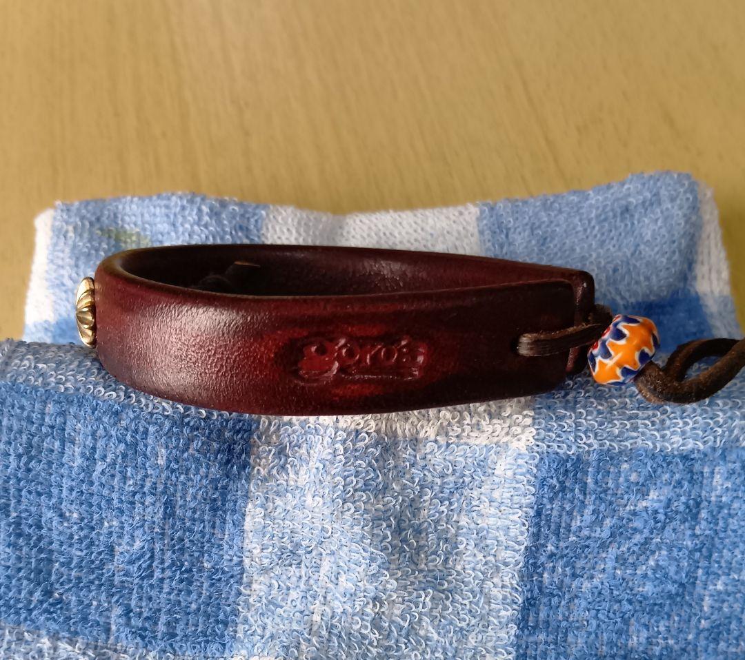 吾郎作・サドルレザーバングル（鐘打ちコンチョ付き)一点物。