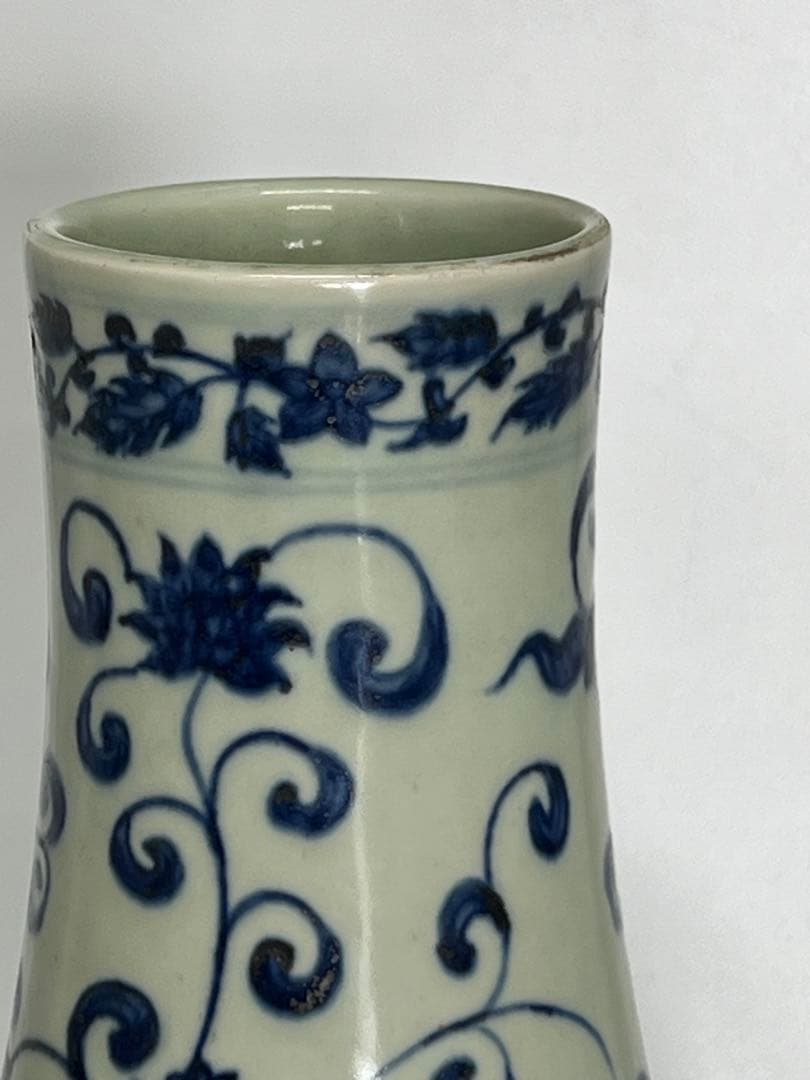 中国清時代 青花染付花瓶 重さ:4900g