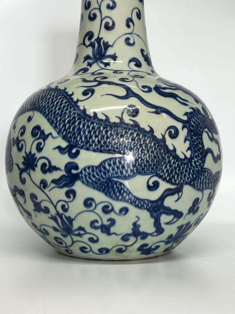 中国清時代 青花染付花瓶 重さ:4900g