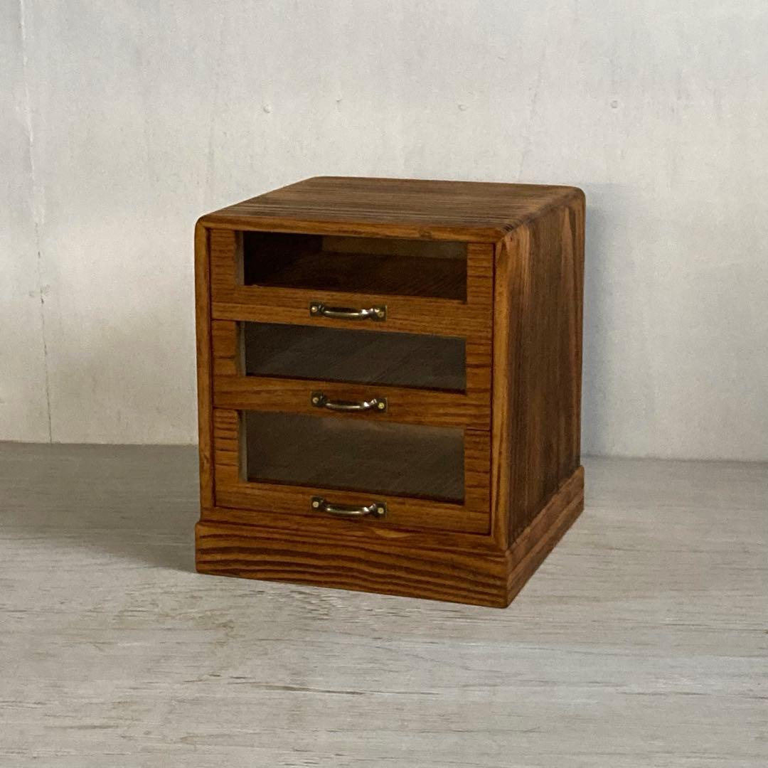 古い木製3杯 小引き出し 小物入れ 糸ケース 古家具 ディスプレイケース