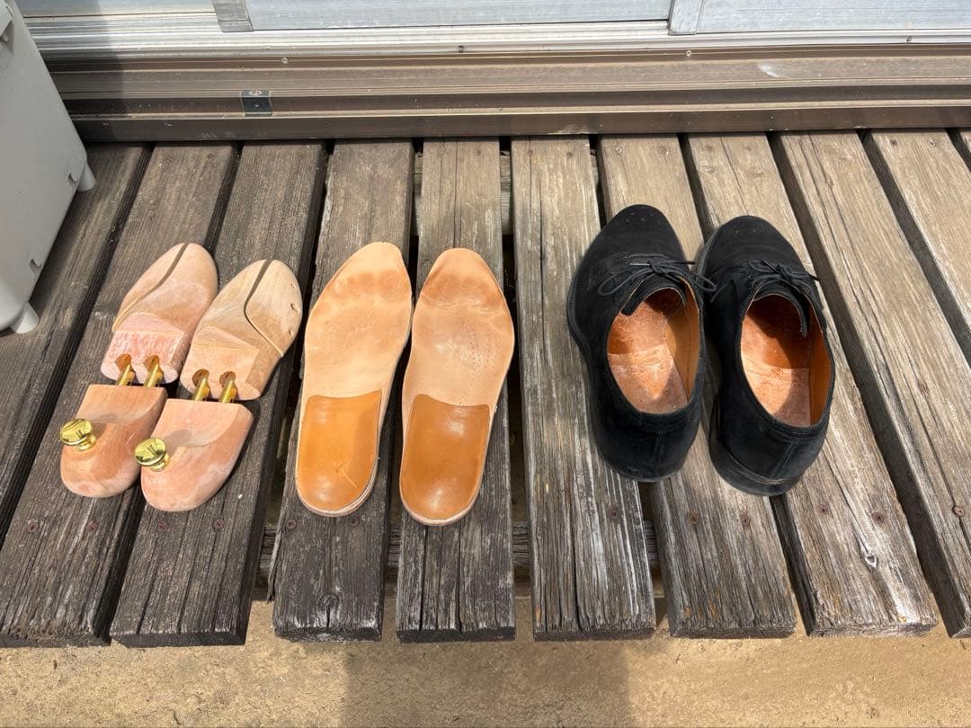 黒 スエード 外羽根短靴　25.5センチ　13万円セミオーダー品