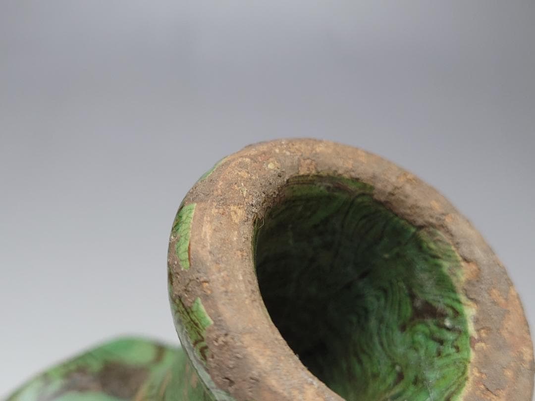 緑釉 練上 絞胎 高足杯 唐宋時代 高さ約10.5