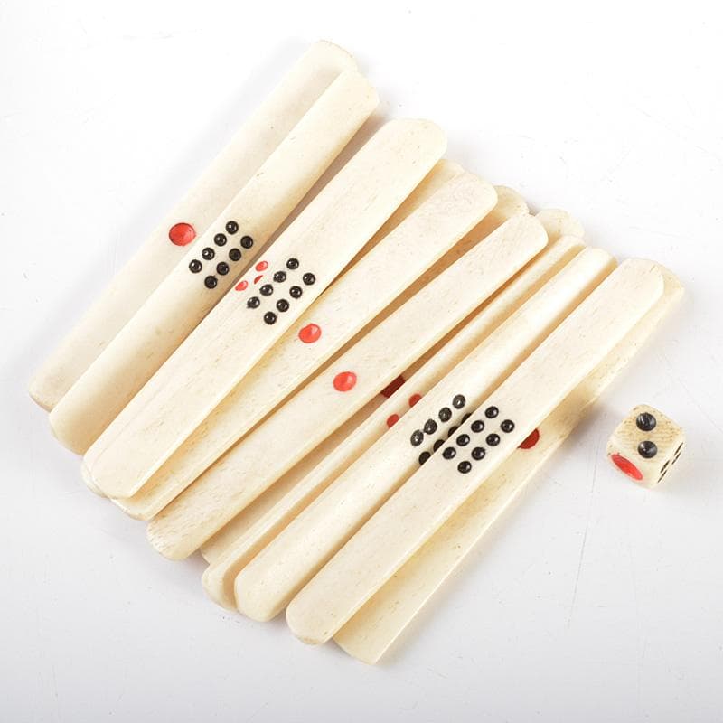 中国　竹嵌　骨牌　背竹牌　麻雀牌　唐木箱付　M　6615