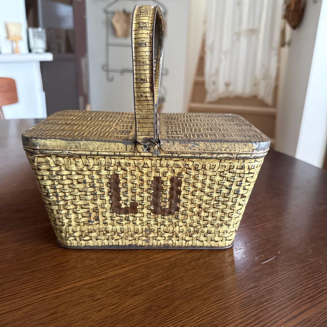 LU缶 アンティーク LUビスケット バスケット パニエ 缶 フランス