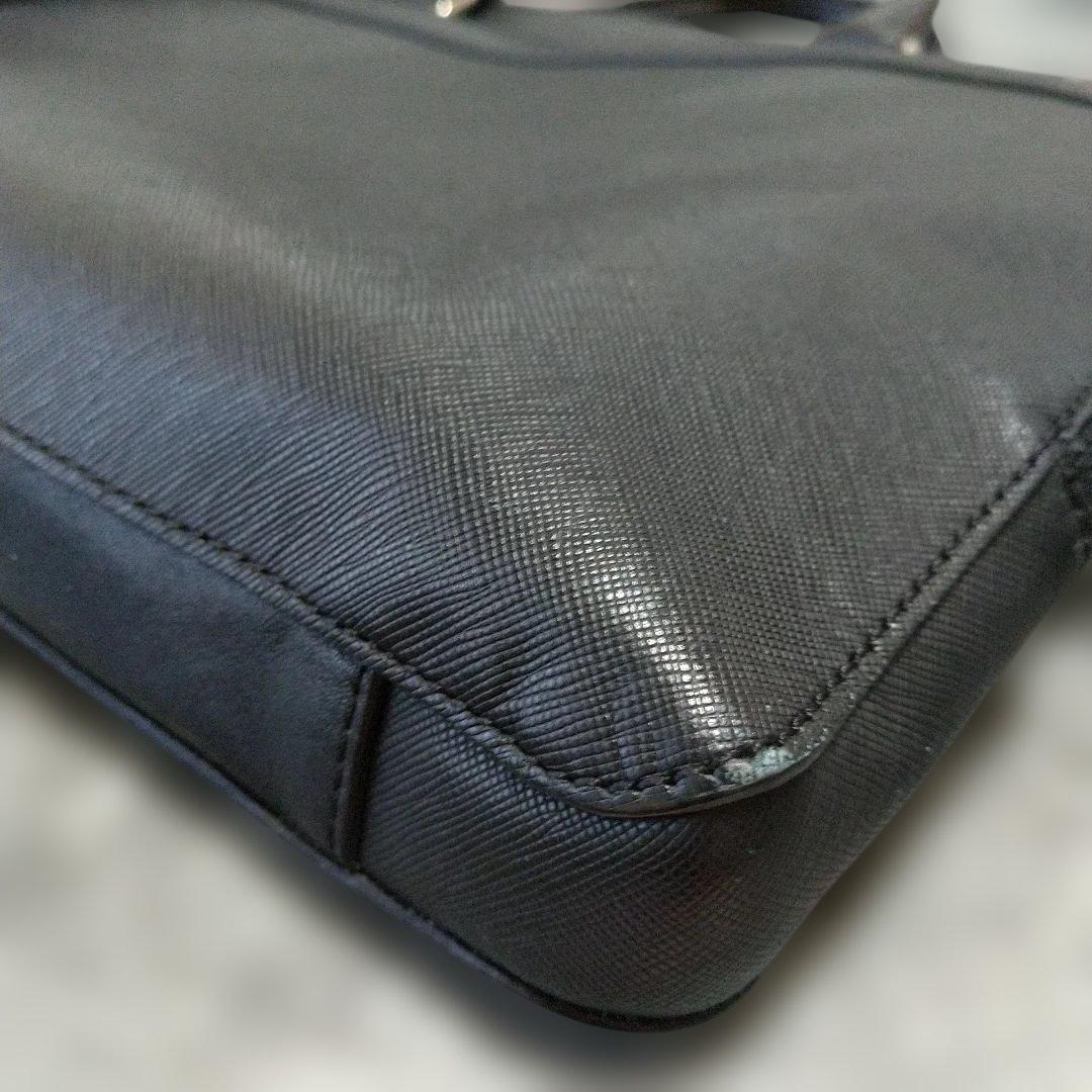 【美品】COACH コーチ ビジネスバッグ黒 レザー 刻印ロゴ A4収納可