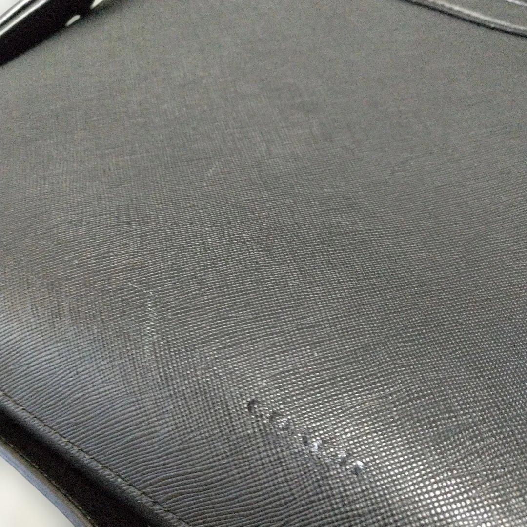 【美品】COACH コーチ ビジネスバッグ黒 レザー 刻印ロゴ A4収納可