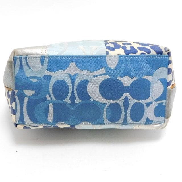 COACH コーチ ミニハンドバッグ パッチワーク デニム 青 F40530