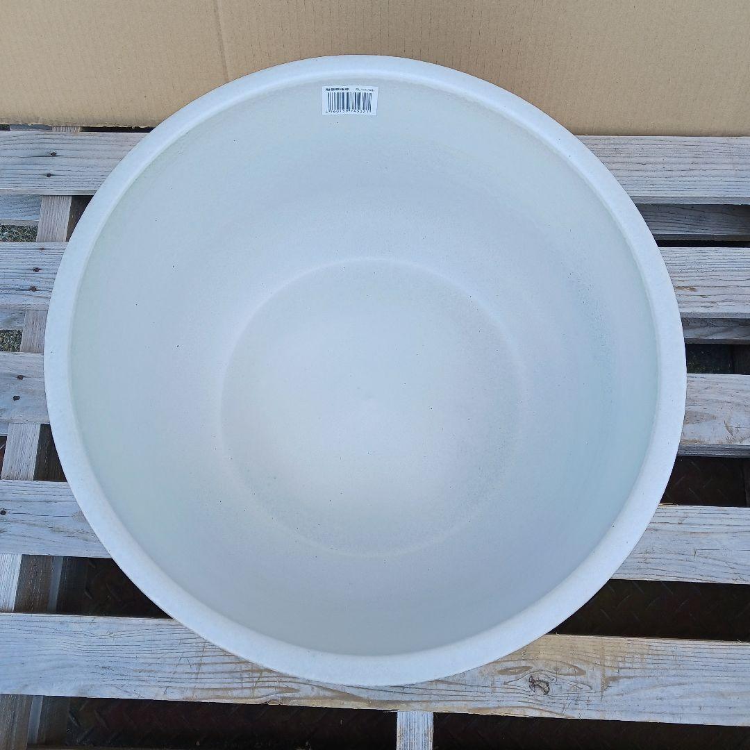 新品 ∅50 陶器 睡蓮鉢 特大 楕円 メダカ鉢 白 ホワイト ルーバー LWH