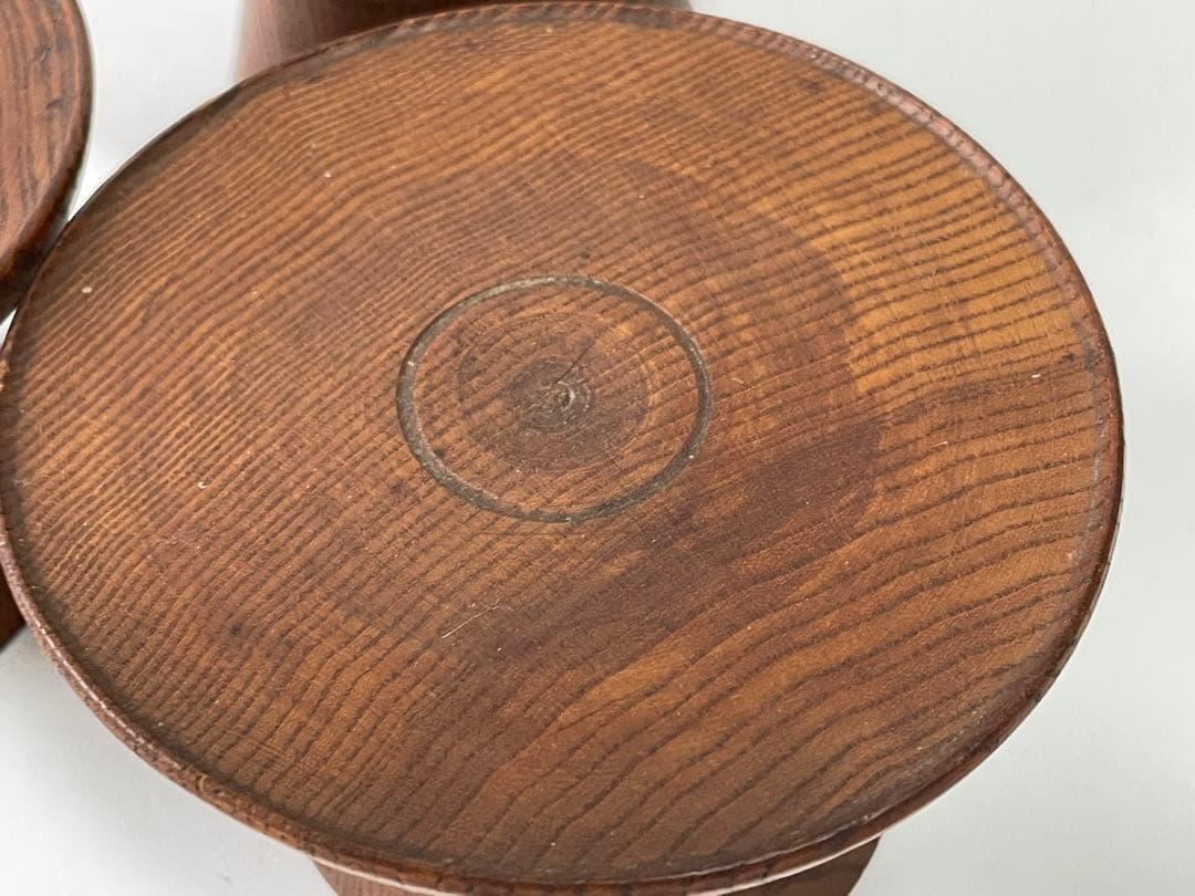 骨董　アンティーク　李朝　木彫　台皿　高足皿　３点　台座　朝鮮骨董