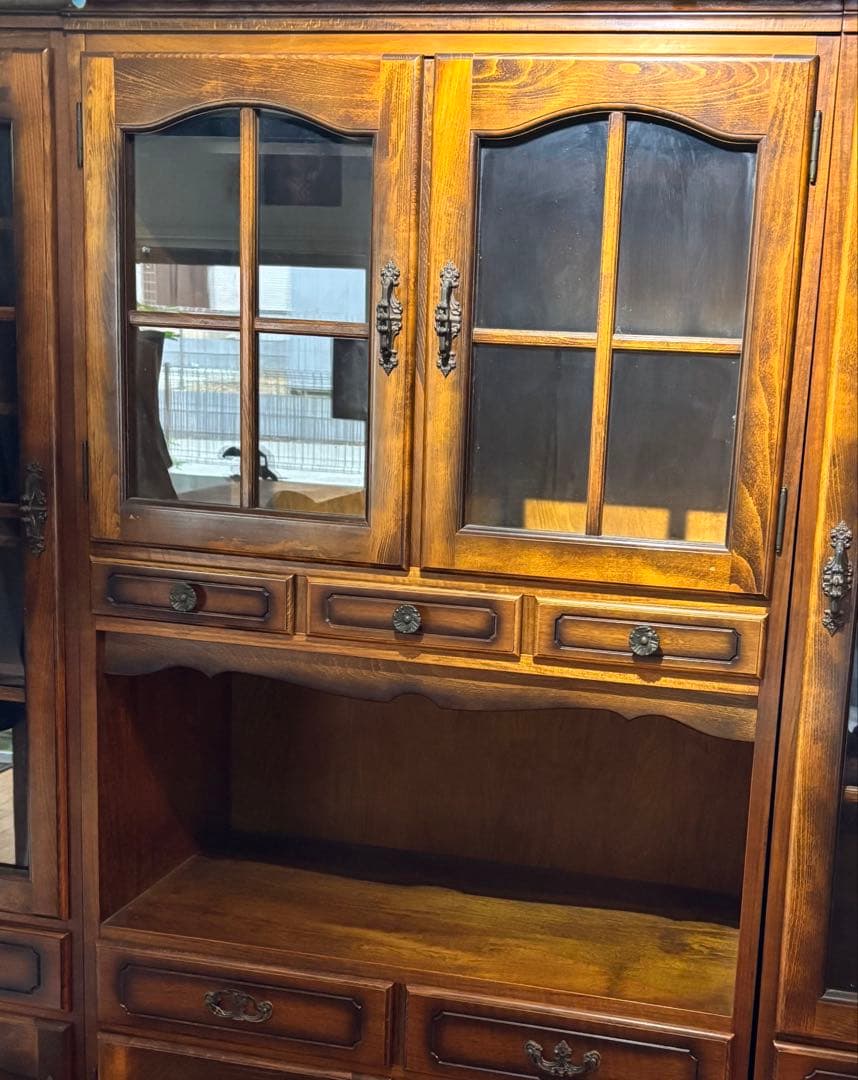 希少・70年代ビンテージ】カリモク 木製キャビネット／食器棚／飾り棚