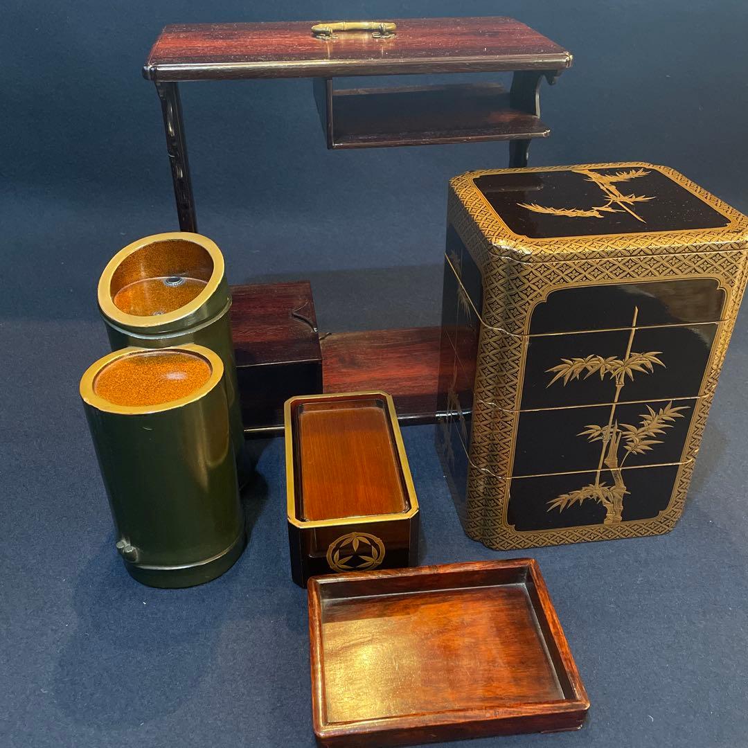 時代物 『野弁当箱』 木製漆器 ※状態良好 木箱付 漆器