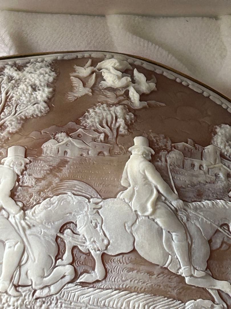 スーパービッグサイズ　シェルカメオ　狐狩り　緻密　精巧　臨場感　うっとり♡