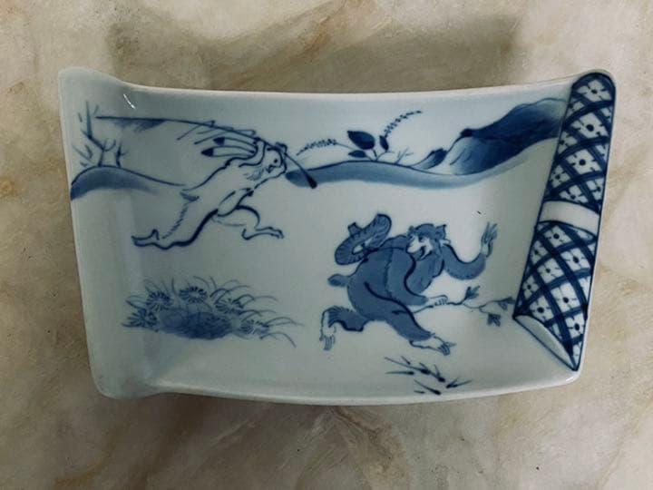 染付 向付 皿 食器 鳥獣戯画紋向付 2枚組