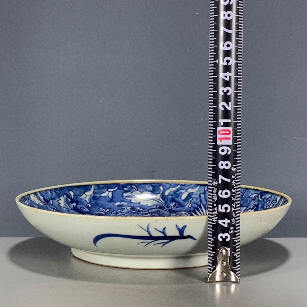 大清康熙年制青花氷梅鳳紋賞盤 景徳鎮 陶磁器